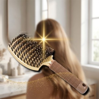cheveux lisses et brillants après brossage soft'n straight gold