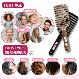 Soft'N Straight – Brosse Démêlante Noire & Gold | Tous cheveux