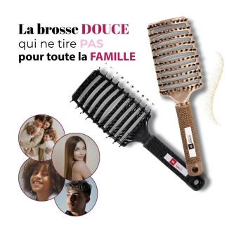 Soft'N Straight – Brosse Démêlante Noire & Gold | Tous cheveux